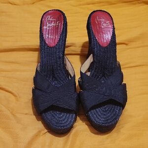 Christian Louboutin Black Wedge Sandals